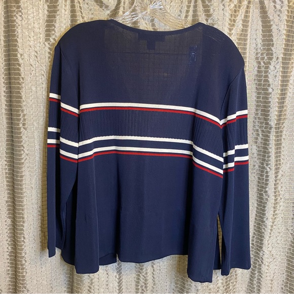 Marie St. Monet Striped Navy Blue/White/Red Cardigan XL - Picture 2 of 7
